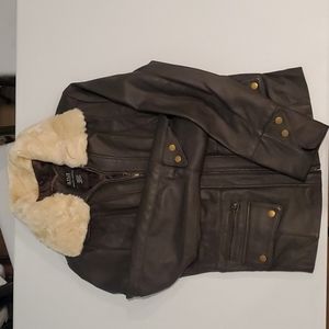 a.n.a. Lambskin Leather Bomber Jacket